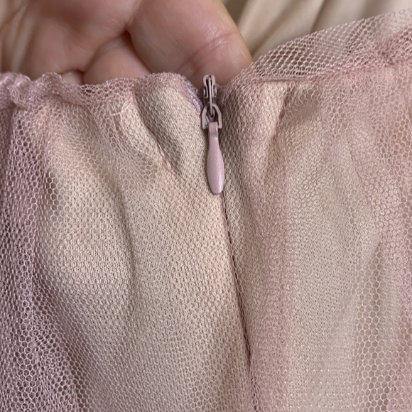 Dusty Rose Plunge Front Backless Tulle Train Floral Applique Gown Slip Dress M - Picture 12 of 16